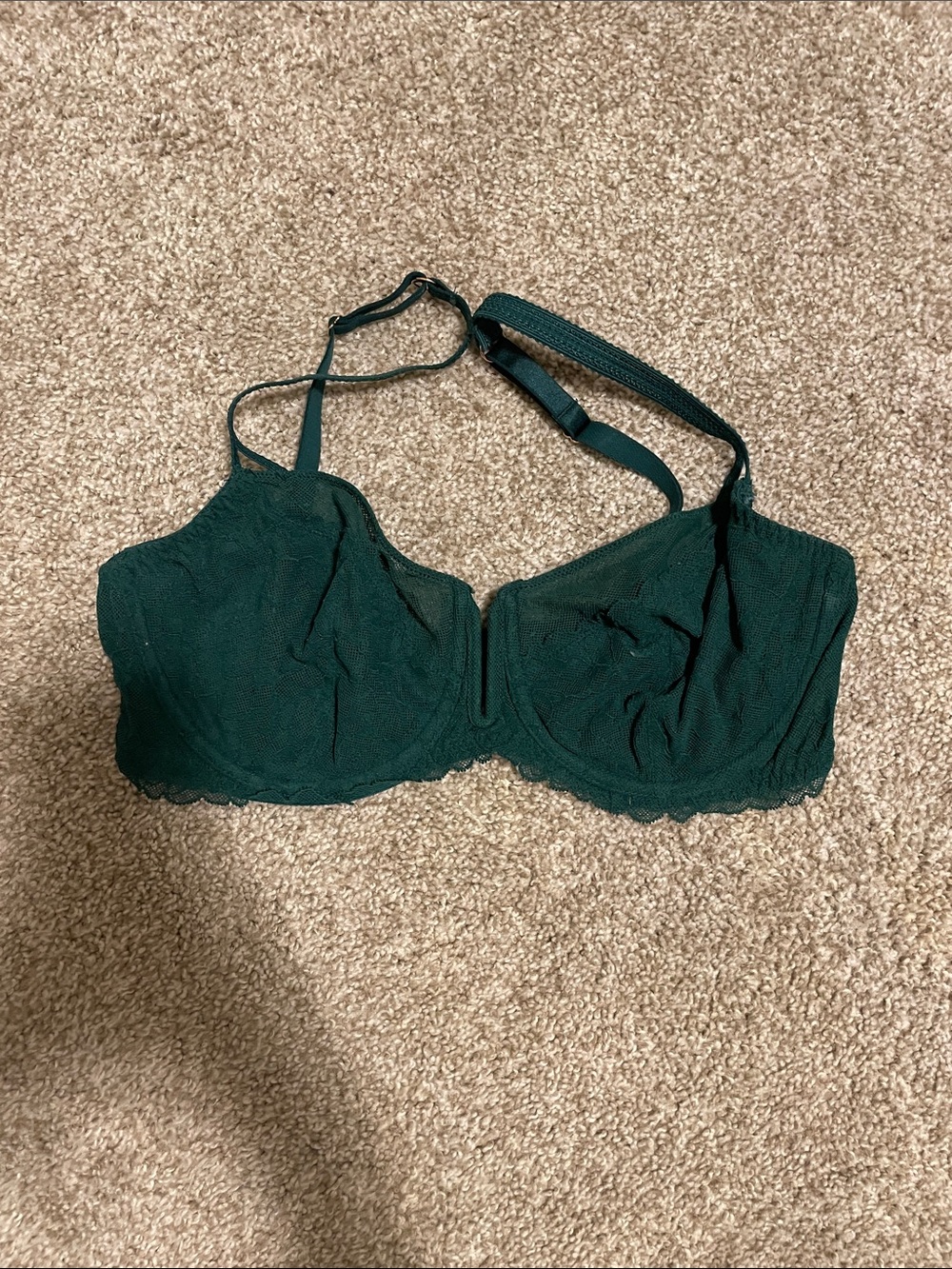 Auden Dark Green Lace Underwire Bra